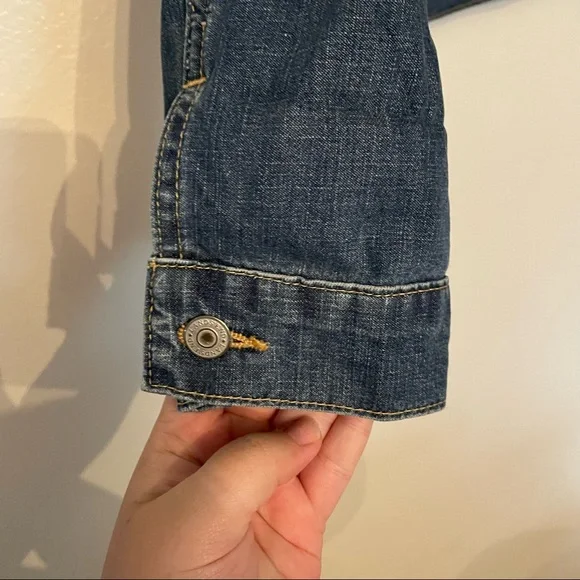 Lands’ End - Dark wash denim trucker jacket. Size L (14-16). - Picture 3 of 7